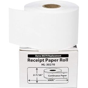 Houselabels HL-30270 2-7/16 x 300 Inches Dymo-Compatible Continuous Receipt Paper, 1 Roll, Continuous Paper