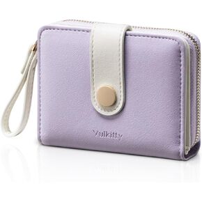 Women's Wallet Slim Leather Bifold Card Wallet for Women Small Compact Women's Purse Credit Card Holder with ID Window, Coins Zipper Pocket and Lanyard