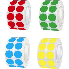 6000 PCS 0.5 Inch Color Coding Labels Circle Dot Stickers,Can Writing for Office,Student Classroom and Other Scenarios (6 Rolls,1000 Labels Per Roll)