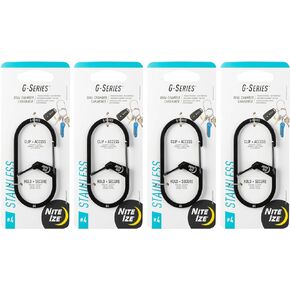 Nite Ize G-Series Dual Chamber Carabiner - Size 4 - Black - 4 Count (4 Pack)