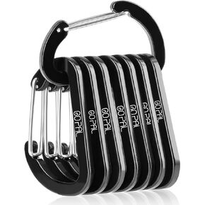 Go Pal 8pcs Black Carabiner Clips, 2.35"-3.15" Aluminum Carabiners, Multipurpose D-Ring Keychain Clip for Outdoor
