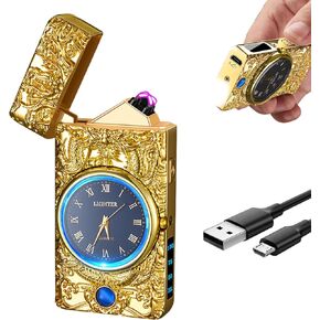 Plasma Lighter Rechargeable Electric Candle Lighter USB Electronic Lighter Windproof Dual Arc Lighter with Gift Box for Holiday, Birthday, Gift for Men and Women (Black Dolphin)