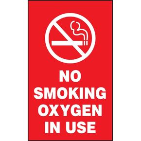 Accuform Signs MGS136 Magnetic Vinyl Patient Care Sign, Legend "NO Smoking Oxygen in USE" with Graphic, 5" Length x 3" Width x 0.034" Thickness, White on Red