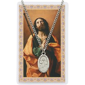 St James Prayer Card With Medal Pendant Charm Patron Saint Catholic Christian