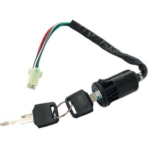 Motorcycle Ignition Switch, 4 Wire Pin Ignition Switch with 2 Keys, Key Locking Starter Switch Replacement for 50cc to 250cc Go Kart ATV Dirt Bike Scooter Motorcycle