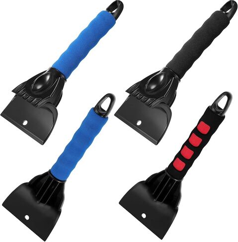 4 Pieces 10 Inch Car Ice Scrapers Frost Snow Scraper Frost Ice Removal Tools Plastic Ice Shovel Scraper with Foam Grip for Car Truck Windshield Home Window in Saudi Arabia