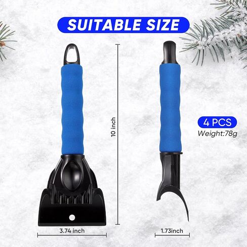 4 Pieces 10 Inch Car Ice Scrapers Frost Snow Scraper Frost Ice Removal Tools Plastic Ice Shovel Scraper with Foam Grip for Car Truck Windshield Home Window in Saudi Arabia