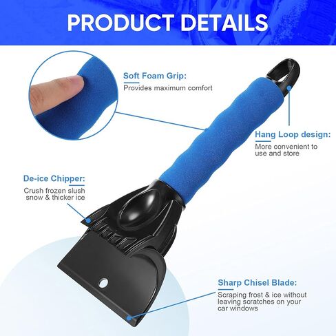 4 Pieces 10 Inch Car Ice Scrapers Frost Snow Scraper Frost Ice Removal Tools Plastic Ice Shovel Scraper with Foam Grip for Car Truck Windshield Home Window in Saudi Arabia