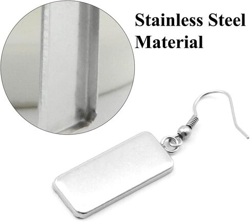 30pcs Stainless Steel Earring Wire Hooks with10x25mm Blank Rectangle Trays and Cabochon Earring Settings for DIY Jewelry Making in Saudi Arabia