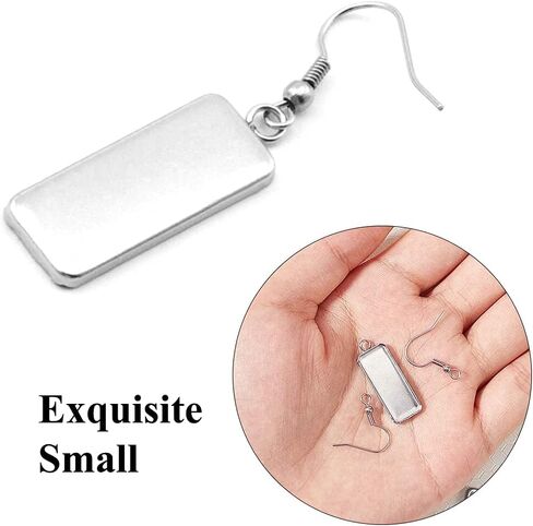 30pcs Stainless Steel Earring Wire Hooks with10x25mm Blank Rectangle Trays and Cabochon Earring Settings for DIY Jewelry Making in Saudi Arabia