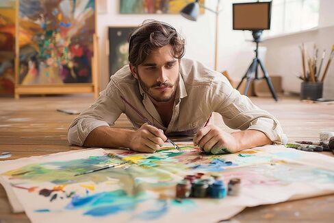 فرش طلاء فنان القيقب الذهبي بمقبض طويل باللون الأحمر، مجموعة فرش طلاء فيلبيرت للرسم بالأكريليك والغواش والألوان المائية توفر حملًا ممتازًا للطلاء وتدفقًا سهلاً للطلاء in Kuwait