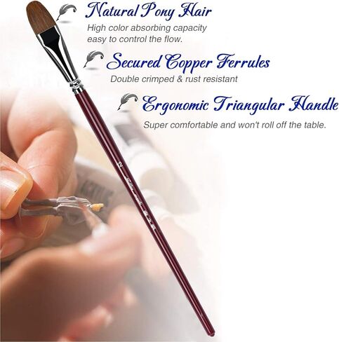 فرش طلاء فنان القيقب الذهبي بمقبض طويل باللون الأحمر، مجموعة فرش طلاء فيلبيرت للرسم بالأكريليك والغواش والألوان المائية توفر حملًا ممتازًا للطلاء وتدفقًا سهلاً للطلاء in Kuwait