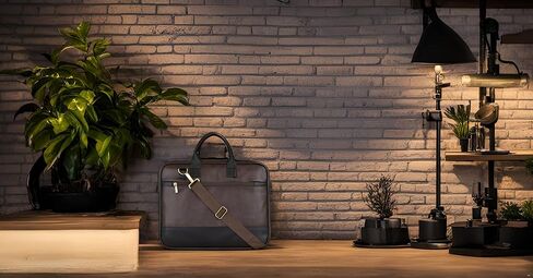 Coffee & Black Faux Leather Briefcase 15.6 inch Water Resistant Laptop Shoulder Messenger Sling Office Business Professional Bag for Men's & Women's in Saudi Arabia