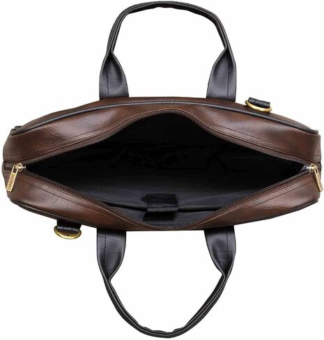 Coffee & Black Faux Leather Briefcase 15.6 inch Water Resistant Laptop Shoulder Messenger Sling Office Business Professional Bag for Men's & Women's in Saudi Arabia