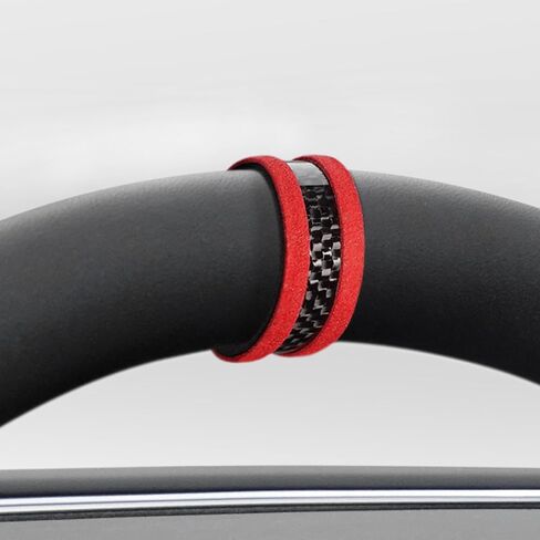 BETTERHUMZ Car Steering Wheel Top Center Marker Strip Trim for Tesla Model 3 Highland 2024 Model Y X S Car Tuning Accessories Made of Alcantara Real Carbon Fiber (Black) in Kuwait