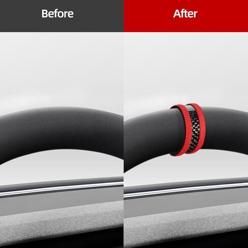 BETTERHUMZ Car Steering Wheel Top Center Marker Strip Trim for Tesla Model 3 Highland 2024 Model Y X S Car Tuning Accessories Made of Alcantara Real Carbon Fiber (Black) in Kuwait