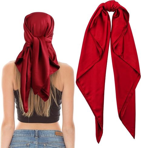 35" Large Square Satin Head Scarf, Silk Scarf for Women Hair Bandana, Head Scarves for Hair Wrapping and Sleeping in Saudi Arabia