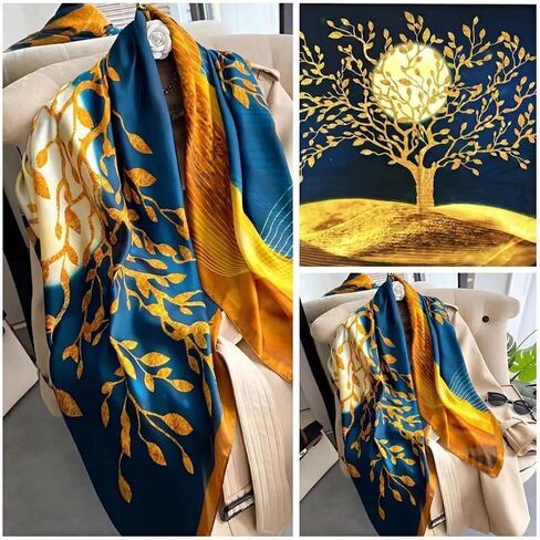 K-Elewon Large Square Scarf 43" Silk Scarf Fashion Scarves Silk Feeling Hair Wrapping Scarfs Night Sleeping Headscarf in Saudi Arabia