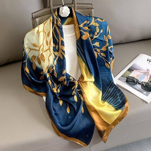 K-Elewon Large Square Scarf 43" Silk Scarf Fashion Scarves Silk Feeling Hair Wrapping Scarfs Night Sleeping Headscarf in Saudi Arabia