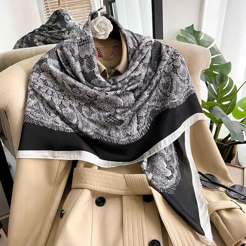 K-Elewon Large Square Scarf 43" Silk Scarf Fashion Scarves Silk Feeling Hair Wrapping Scarfs Night Sleeping Headscarf in Saudi Arabia