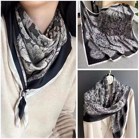 K-Elewon Large Square Scarf 43" Silk Scarf Fashion Scarves Silk Feeling Hair Wrapping Scarfs Night Sleeping Headscarf in Saudi Arabia
