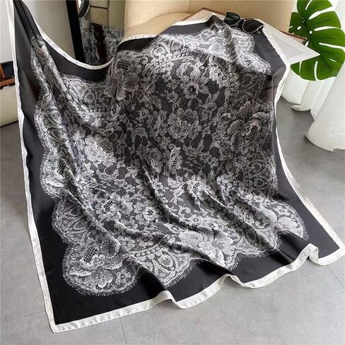 K-Elewon Large Square Scarf 43" Silk Scarf Fashion Scarves Silk Feeling Hair Wrapping Scarfs Night Sleeping Headscarf in Saudi Arabia