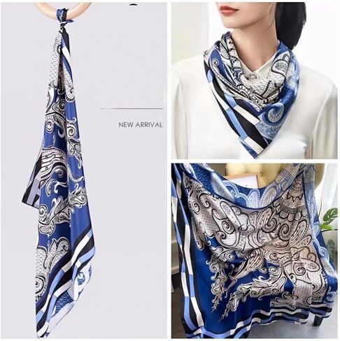 K-Elewon Large Square Scarf 43" Silk Scarf Fashion Scarves Silk Feeling Hair Wrapping Scarfs Night Sleeping Headscarf in Saudi Arabia
