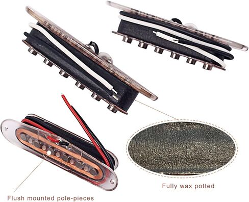 Electric Guitar Pickup Set, High Output Single Coil Pick-up Loaded Alnico 5 Magnets Clear Bobbins Removable Cover, Bridge Middle Neck SSS Pups as Luthier Replacements, Bronze in Saudi Arabia