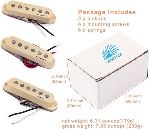 Electric Guitar Pickup Set, High Output Single Coil Pick-up Loaded Alnico 5 Magnets Clear Bobbins Removable Cover, Bridge Middle Neck SSS Pups as Luthier Replacements, Bronze in Saudi Arabia