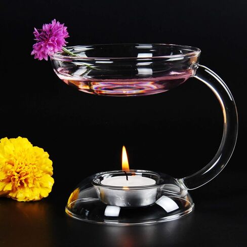 Glass Glass Aroma Candle Burner Oil Burner Wax Melts Burner 11cm Glass Fragrance Candle Holder Tea Light Holder Desktop Adornment Warming Oil Diffuser Glass Oil Warmer in Saudi Arabia