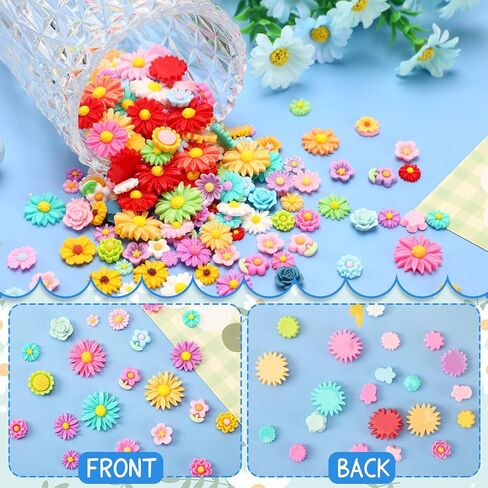 سحر الزهور، 150 قطعة من زهور الراتنج المتنوعة سحر كبوشن زهرة مسطحة للزينة لصنع المجوهرات، سحر سلايم من الراتنج لإكسسوارات الشعر اليدوية اليدوية in Kuwait