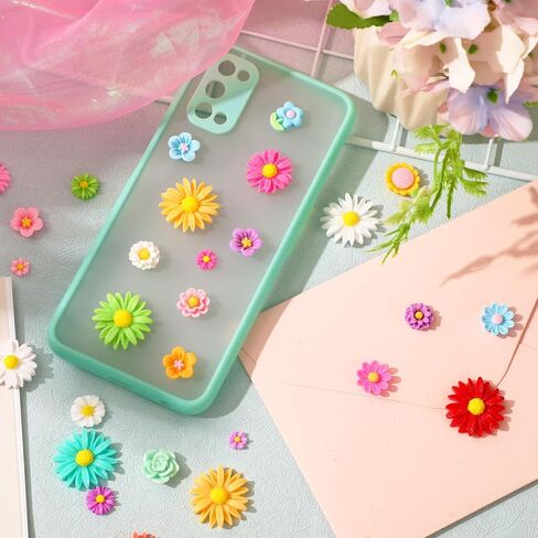 سحر الزهور، 150 قطعة من زهور الراتنج المتنوعة سحر كبوشن زهرة مسطحة للزينة لصنع المجوهرات، سحر سلايم من الراتنج لإكسسوارات الشعر اليدوية اليدوية in Kuwait