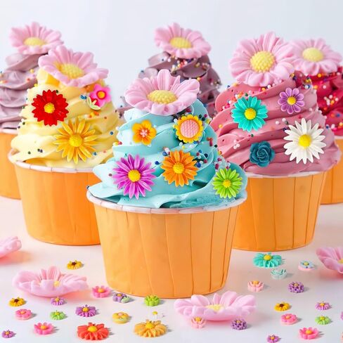 سحر الزهور، 150 قطعة من زهور الراتنج المتنوعة سحر كبوشن زهرة مسطحة للزينة لصنع المجوهرات، سحر سلايم من الراتنج لإكسسوارات الشعر اليدوية اليدوية in Kuwait