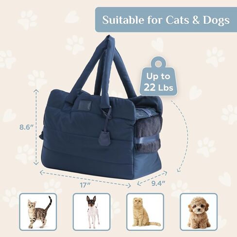 Carrier Soft-Sided Cat and Small Dog Travel Bag in Light Blue - Washable & Portable with Storage Pocket Easy Car Seat Installation, for Pets up to 22 lbs in Saudi Arabia