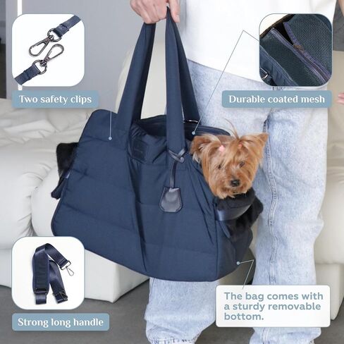 Carrier Soft-Sided Cat and Small Dog Travel Bag in Light Blue - Washable & Portable with Storage Pocket Easy Car Seat Installation, for Pets up to 22 lbs in Saudi Arabia