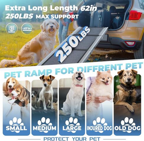 Dog Ramp for Car Large Dog, 71“x20"in Portable Car Ramp for Large Dogs, Folding Pet Ramp Non-Slip, Outdoor Dog Ramp for Trucks, SUV, High Bed in Saudi Arabia