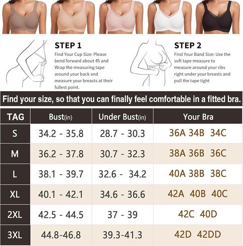 WOWENY Wireless Bras for Women no Underwire Push Up Bra Comfort Seamless Full Coverage Bralettes with Support Everyday Bra in Kuwait