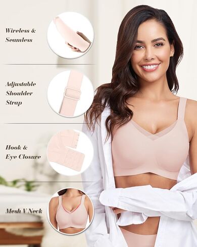 WOWENY Wireless Bras for Women no Underwire Push Up Bra Comfort Seamless Full Coverage Bralettes with Support Everyday Bra in Kuwait