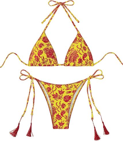 Verdusa Women's Tassel Tie Side Triangle Bikini Sets Floral Print 2 Piece Bathing Suit in Saudi Arabia