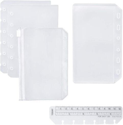 Moterm 2 PCs Page Lifter(Transparent Separator), 1 PC Bookmark Ruler, 1 PC PVC Storage Card Holder and 1 PC Zipper Bag for A5 Planner in Kuwait