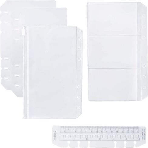 Moterm 2 PCs Page Lifter(Transparent Separator), 1 PC Bookmark Ruler, 1 PC PVC Storage Card Holder and 1 PC Zipper Bag for A5 Planner in Kuwait