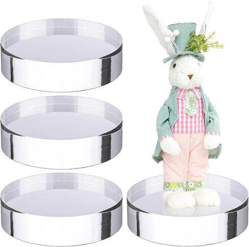 8 Pcs Acrylic Blocks for Display Clear Pedestal Stand Round Edge Polished Acrylic Display Riser 4 x 4 x 1'' Cylinder Block Trophy Base Display Pedestal for Table Showing Cosmetics Collectibles in Saudi Arabia