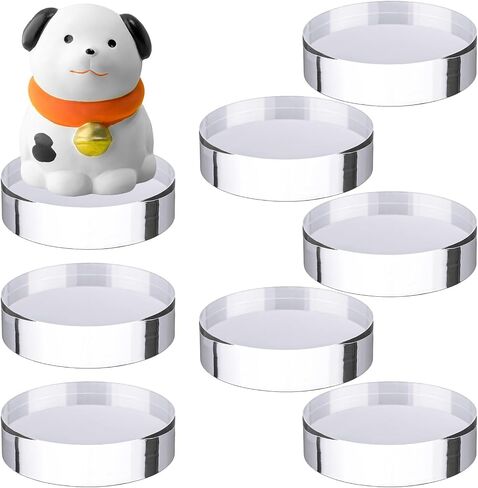 8 Pcs Acrylic Blocks for Display Clear Pedestal Stand Round Edge Polished Acrylic Display Riser 4 x 4 x 1'' Cylinder Block Trophy Base Display Pedestal for Table Showing Cosmetics Collectibles in Saudi Arabia
