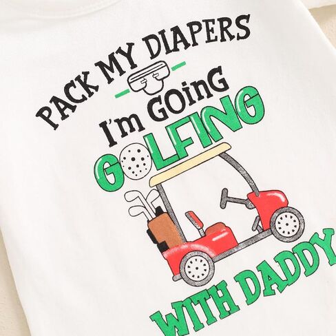 Infant Baby Girl Golf Outfit Short Sleeve Daddy's Future Golfing Buddy Romper and Shorts 3Pcs Summer Golf Clothes in Saudi Arabia