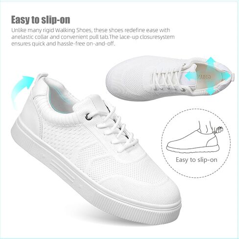 Women Platform Walking Sneakers Lace-up with Breathable Mesh Memory Foam Skate, for Work Running Fashion Casual Sneakers in Saudi Arabia