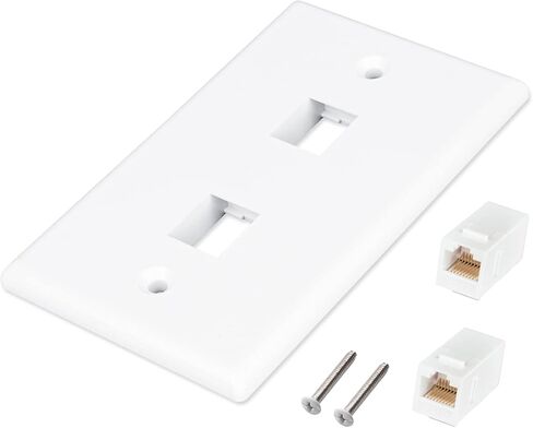 Iwillink (عبوة واحدة) لوحة حائط إيثرنت بمنفذين، لوحة حائط Keystone Jack مع إدراج وصلة مضمنة RJ45 Keystone، لوحة حائط مقبس Keystone من أنثى إلى أنثى Cat6، باللون الأبيض in Kuwait