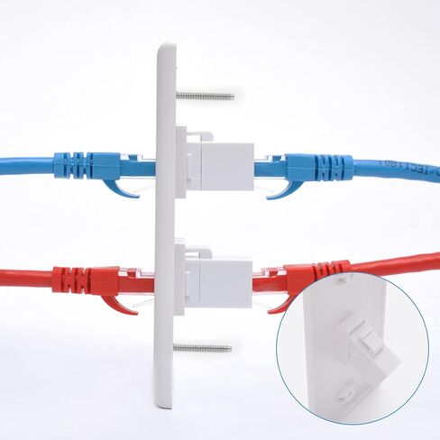 Iwillink (عبوة واحدة) لوحة حائط إيثرنت بمنفذين، لوحة حائط Keystone Jack مع إدراج وصلة مضمنة RJ45 Keystone، لوحة حائط مقبس Keystone من أنثى إلى أنثى Cat6، باللون الأبيض in Kuwait
