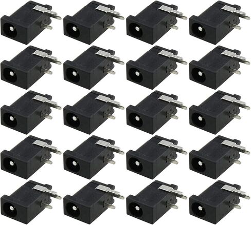 20PCS 3 Pin PCB Mount DC-002 3.5mmx1.1mm DC Power Jack Plug 3 Pin Female Socket Connector Female DC Power Jack Socket Connector, Black in Saudi Arabia