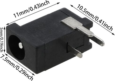 20PCS 3 Pin PCB Mount DC-002 3.5mmx1.1mm DC Power Jack Plug 3 Pin Female Socket Connector Female DC Power Jack Socket Connector, Black in Saudi Arabia