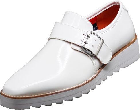 Enzo Romeo FREL Men's Patent Monk Strap Buckle Slip On Loafer Dress Shoes in Kuwait